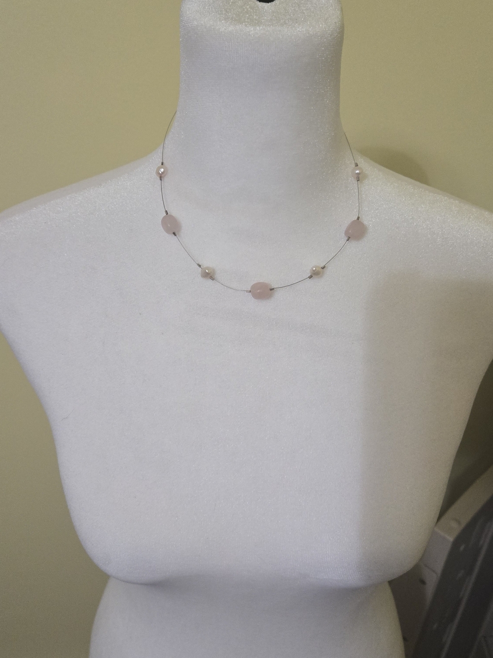 Sterling Silver 925 Rose Quartz Cultured Pearl Necklace 18in